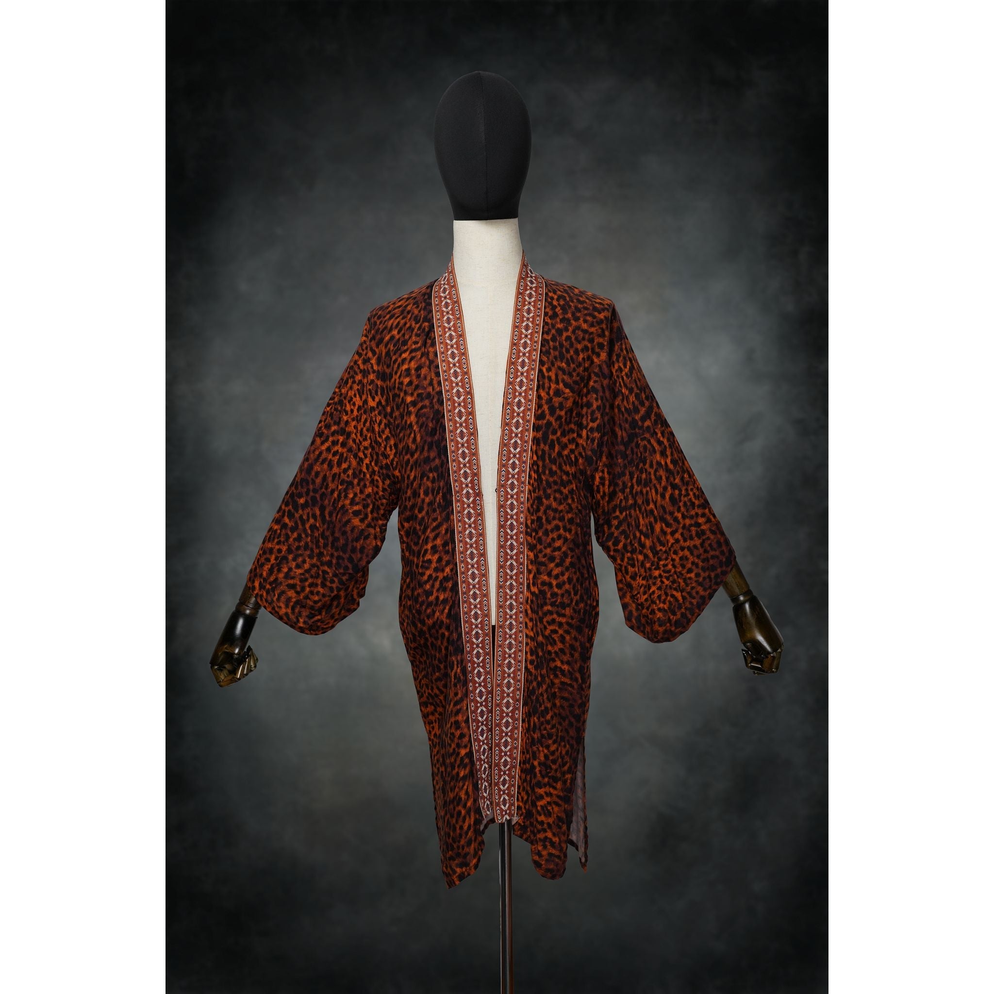 Ember Leopard Woven Kimono - Kimono Dave