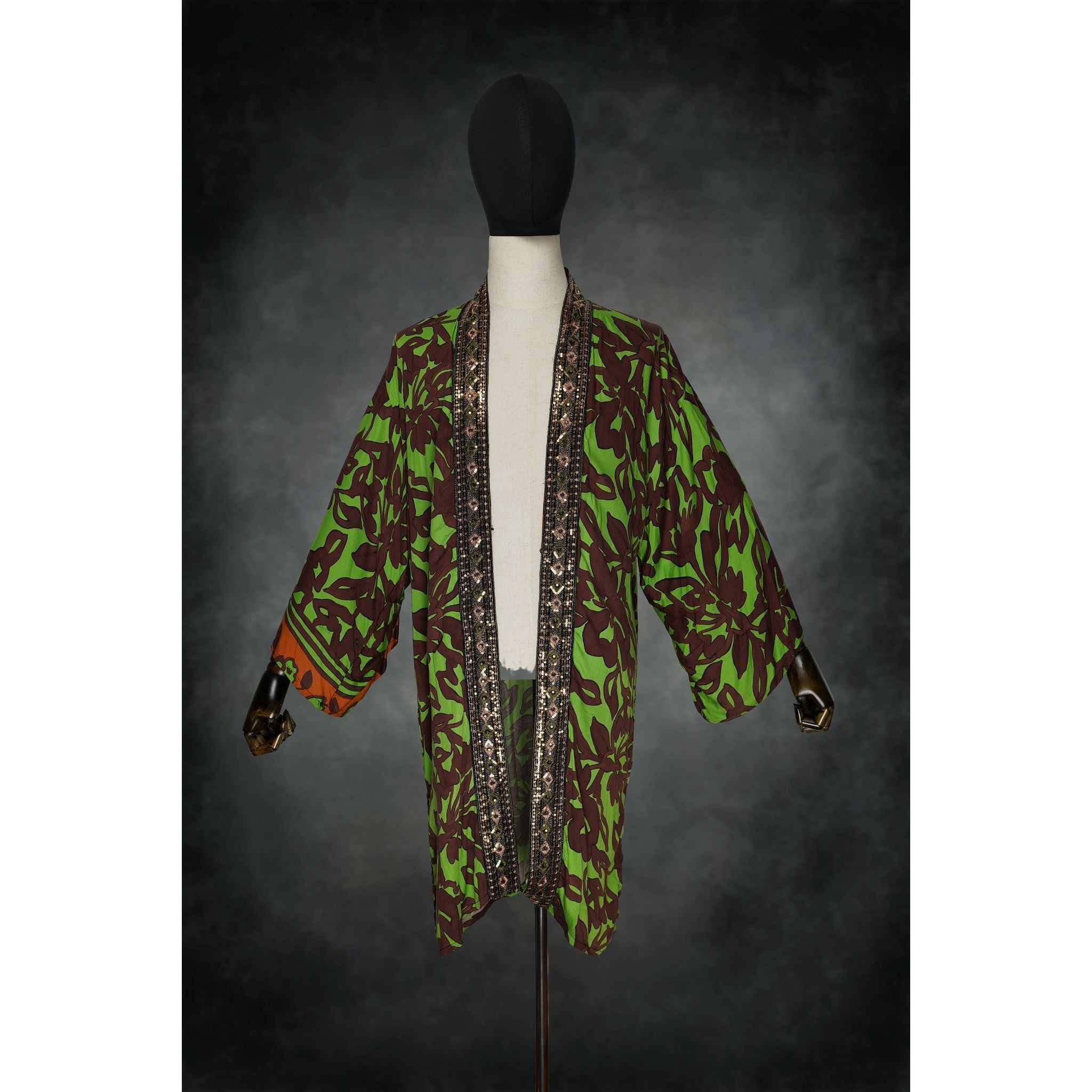 Emerald Canopy Woven Kimono - Kimono Dave