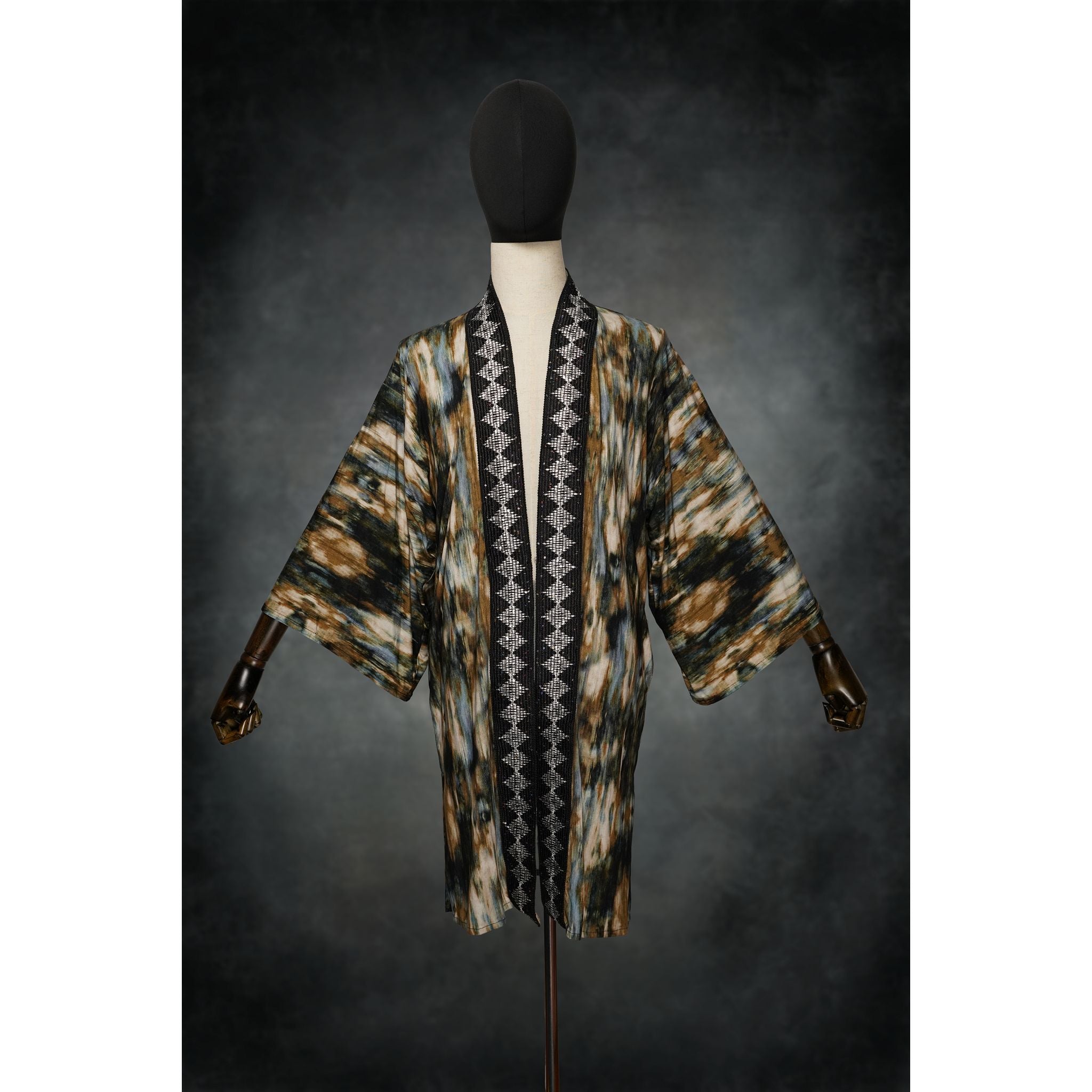 Forest Drift Stretch Knit Kimono - Kimono Dave