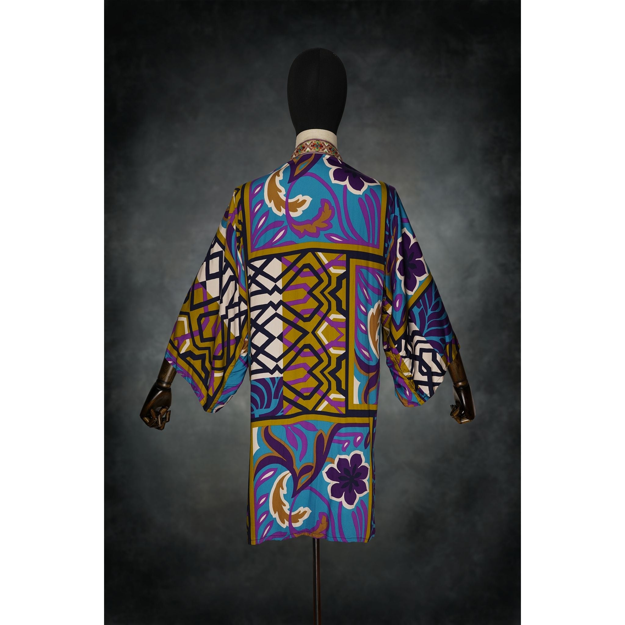 Indigo Garden Stretch Knit Kimono - Kimono Dave