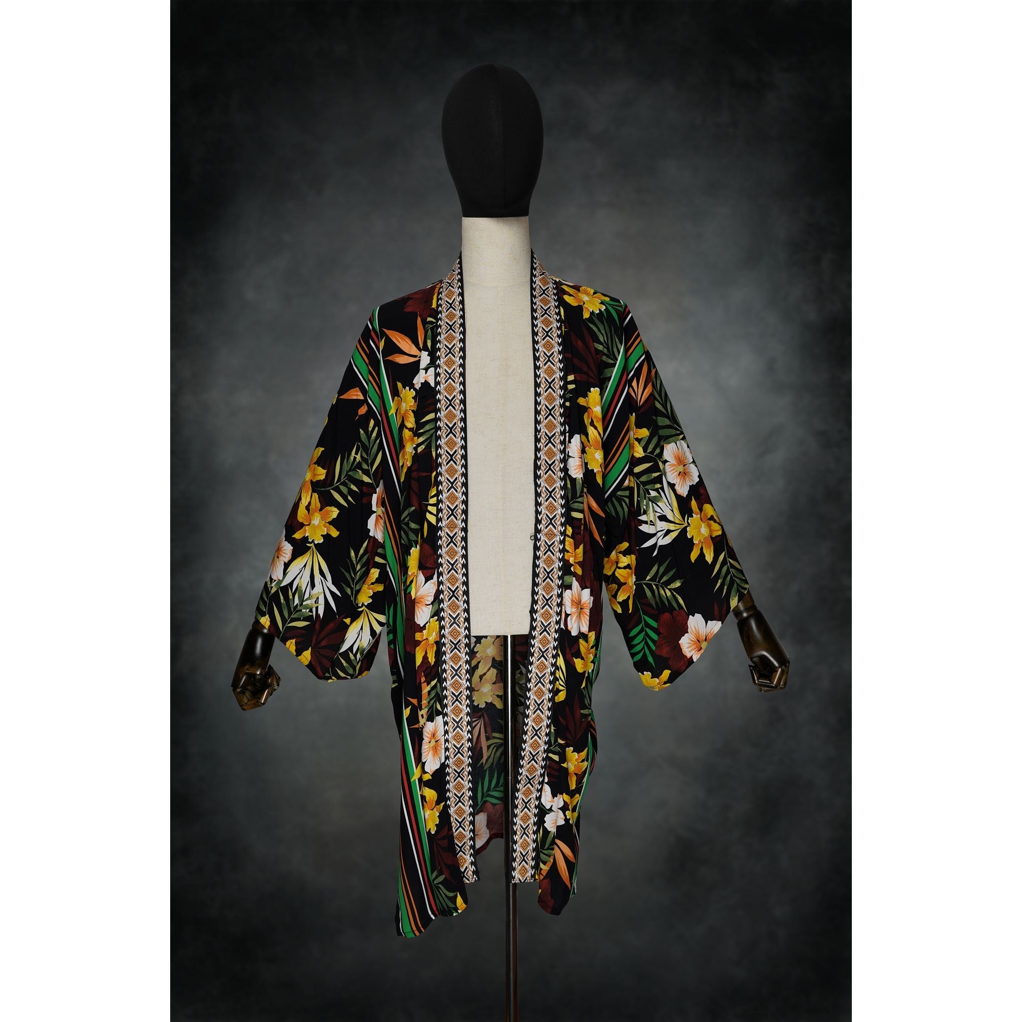Jungle After Dark Stretch Knit Kimono - Kimono Dave