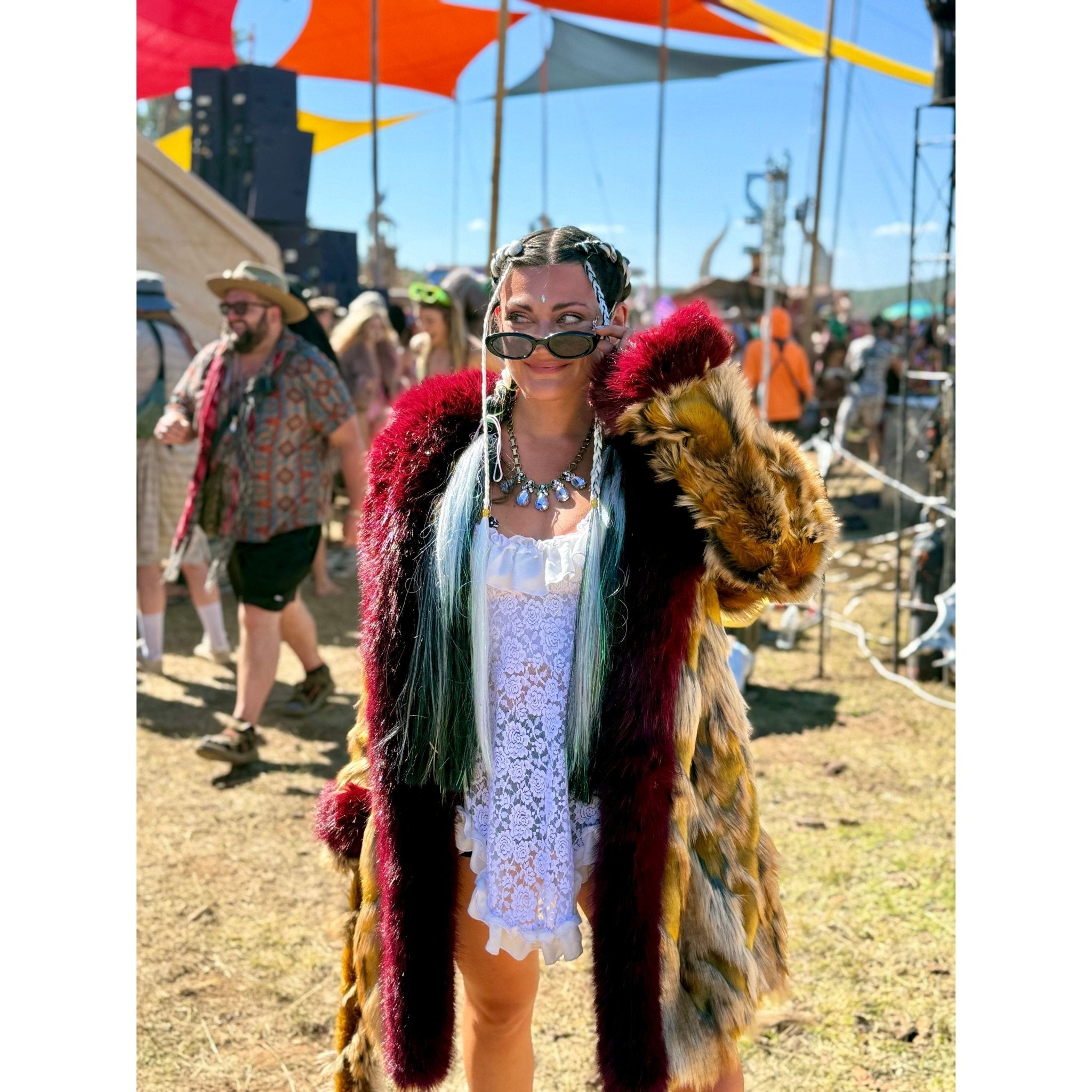 Mid - length Dreamer Coat - Golden Giraffe - Kimono Dave