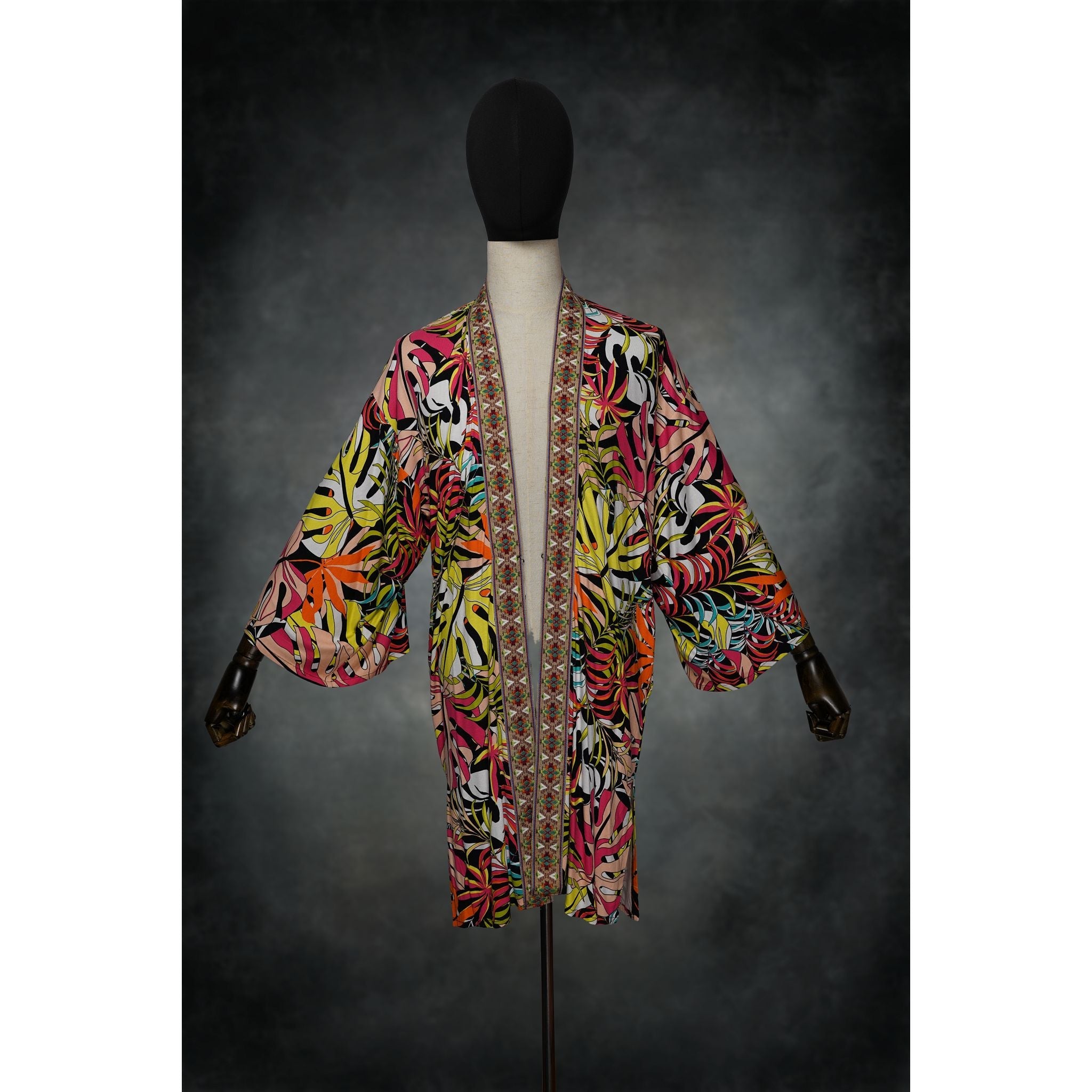 Neon Botanica Stretch Knit Kimono - Kimono Dave