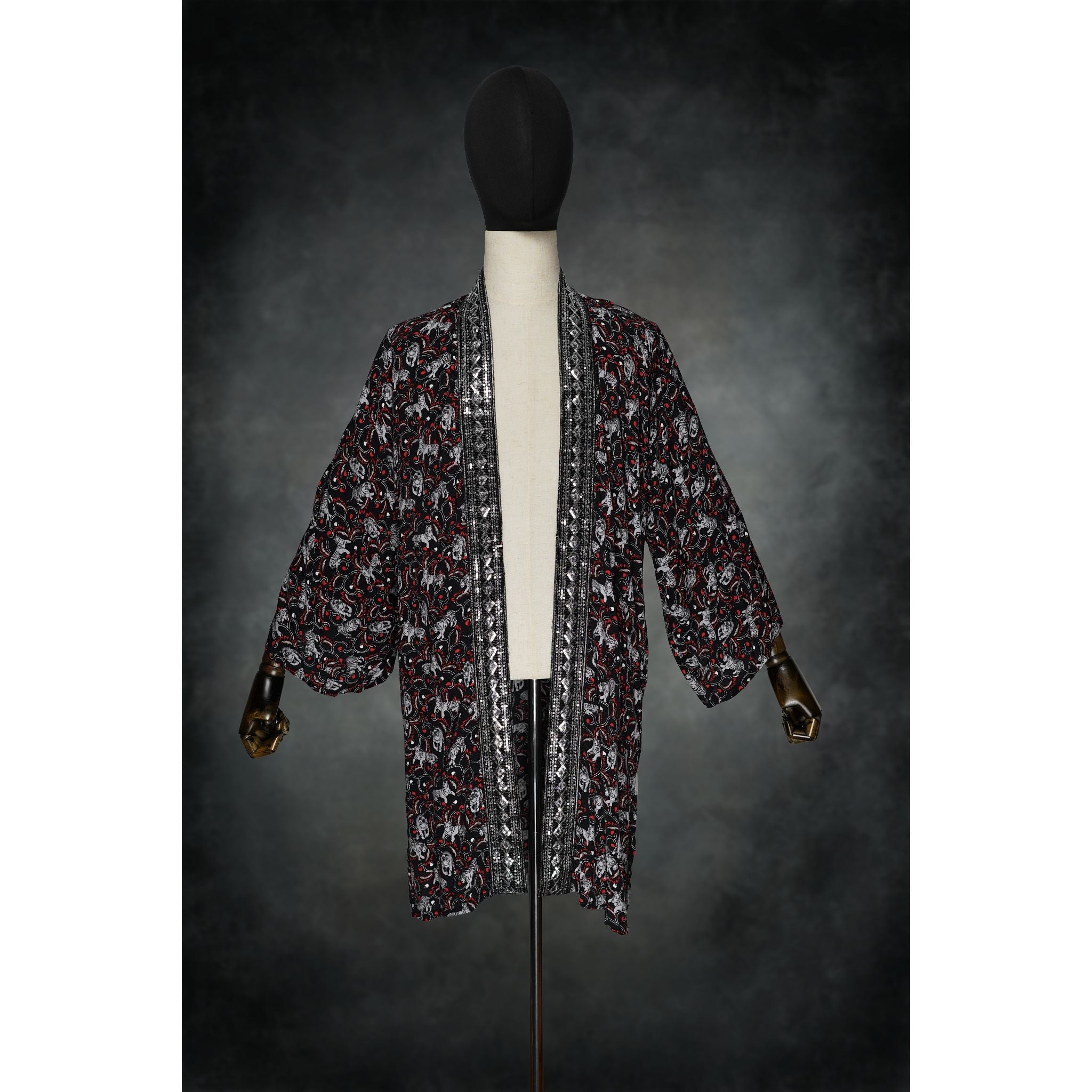 Obsidian Tiger Woven Kimono - Kimono Dave