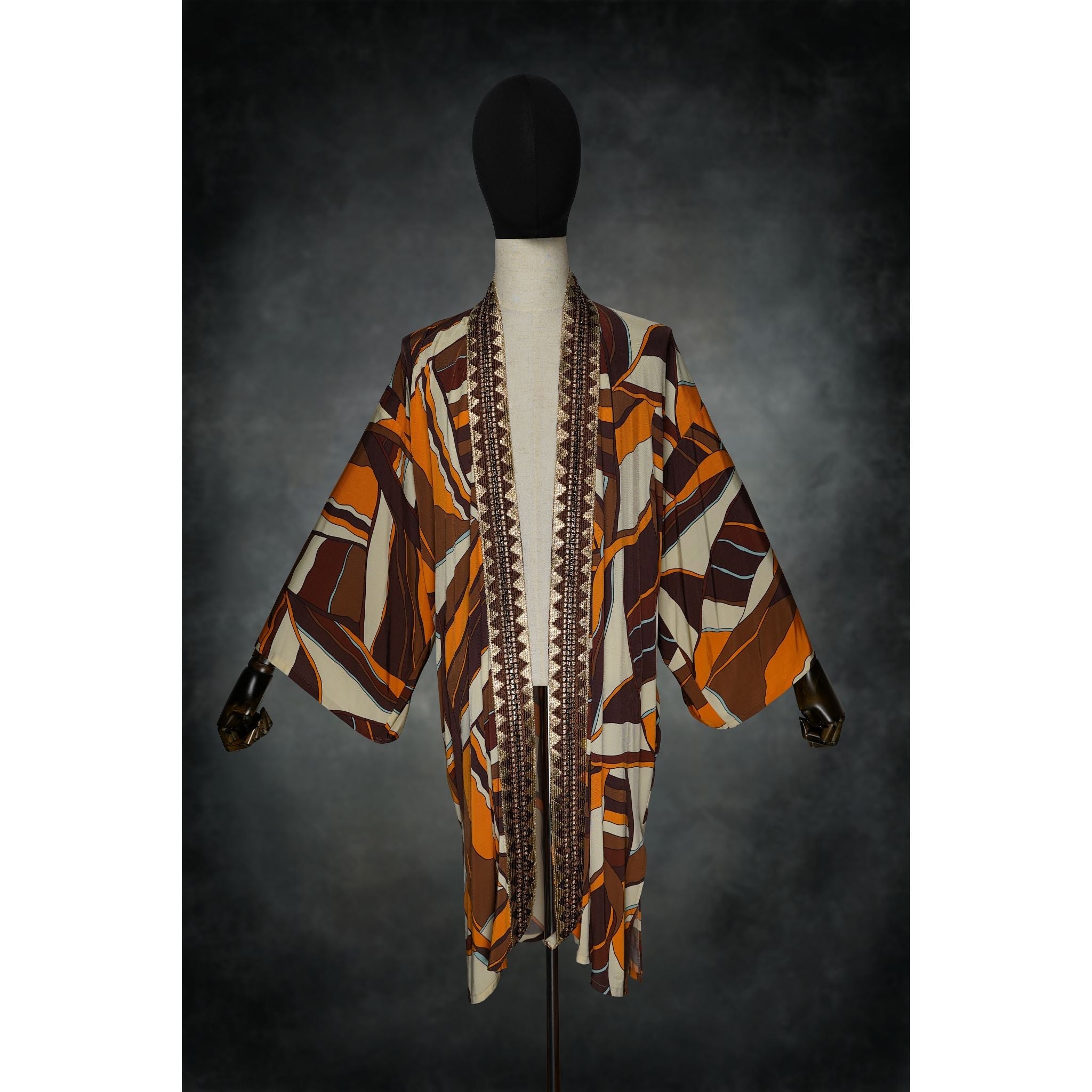 Retro Sandstone Stretch Knit Kimono - Kimono Dave