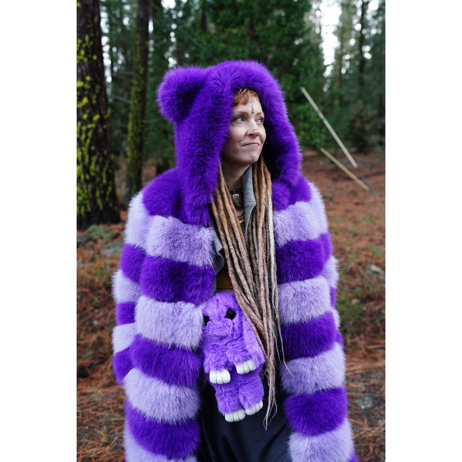 Long Zip-off Purple/Light Purple Coat (Version 2.0) - Kimono Dave