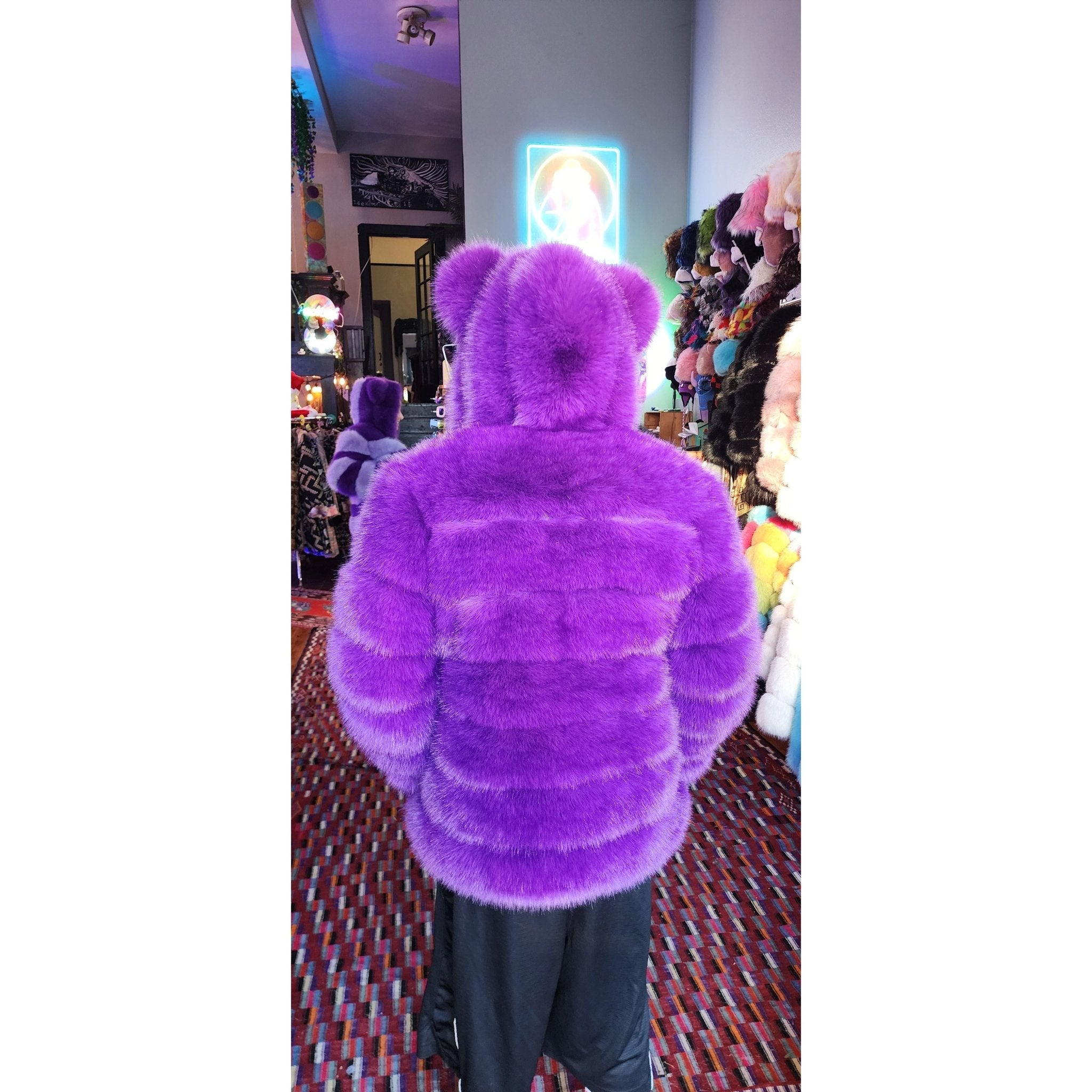 Mid Length Zip-Off Purple Bear Coat (Version 2.0) - Kimono Dave