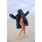 Vaporwave Cheetah Yeti Coat - Kimono Dave